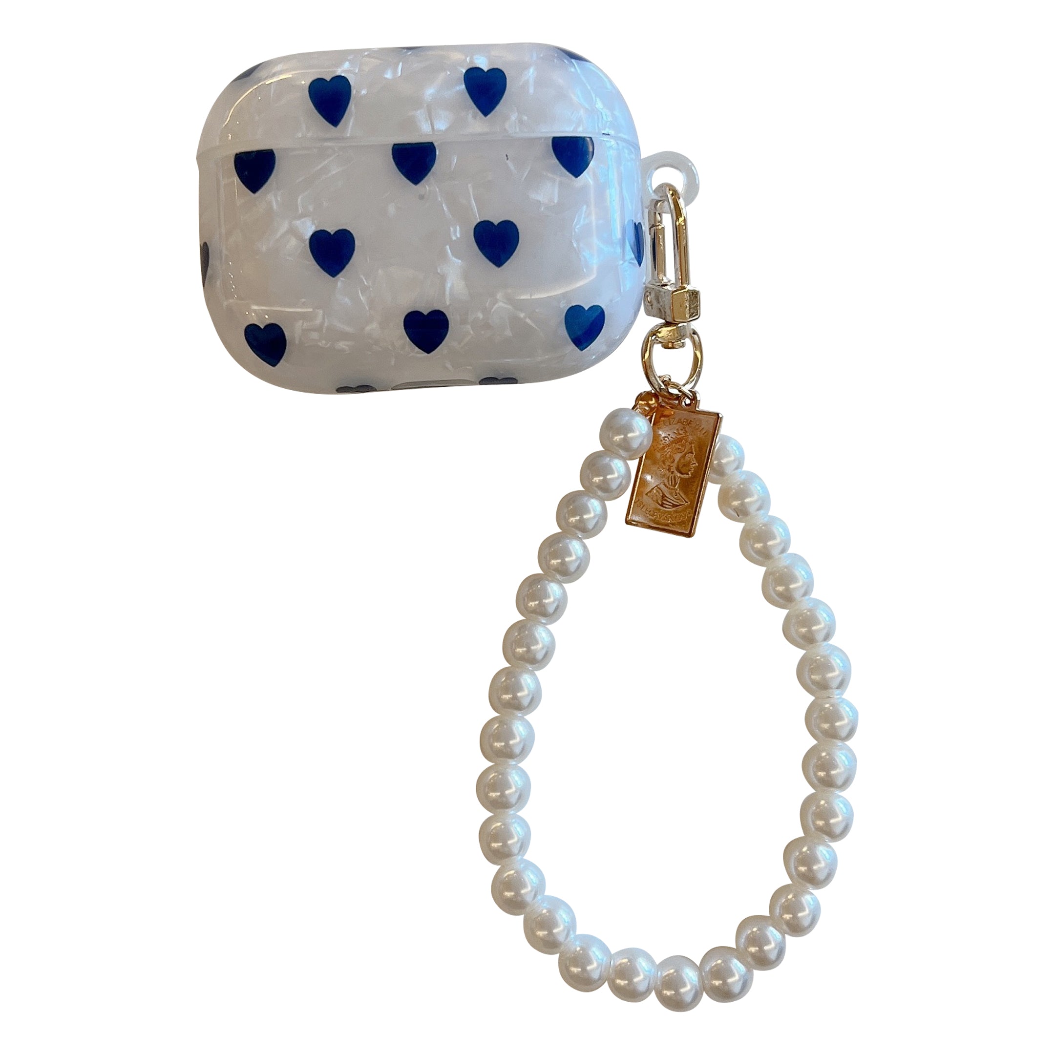 For Apple AirPods Pro Blue Heart Pattern Protective Cover Bluetooth Earphone TPU Anti-drop Case with Bracelet For Apple AirPods Pro Blue Heart Pattern Protective Cover Bluetooth Earphone TPU Anti-drop Case with Bracelet